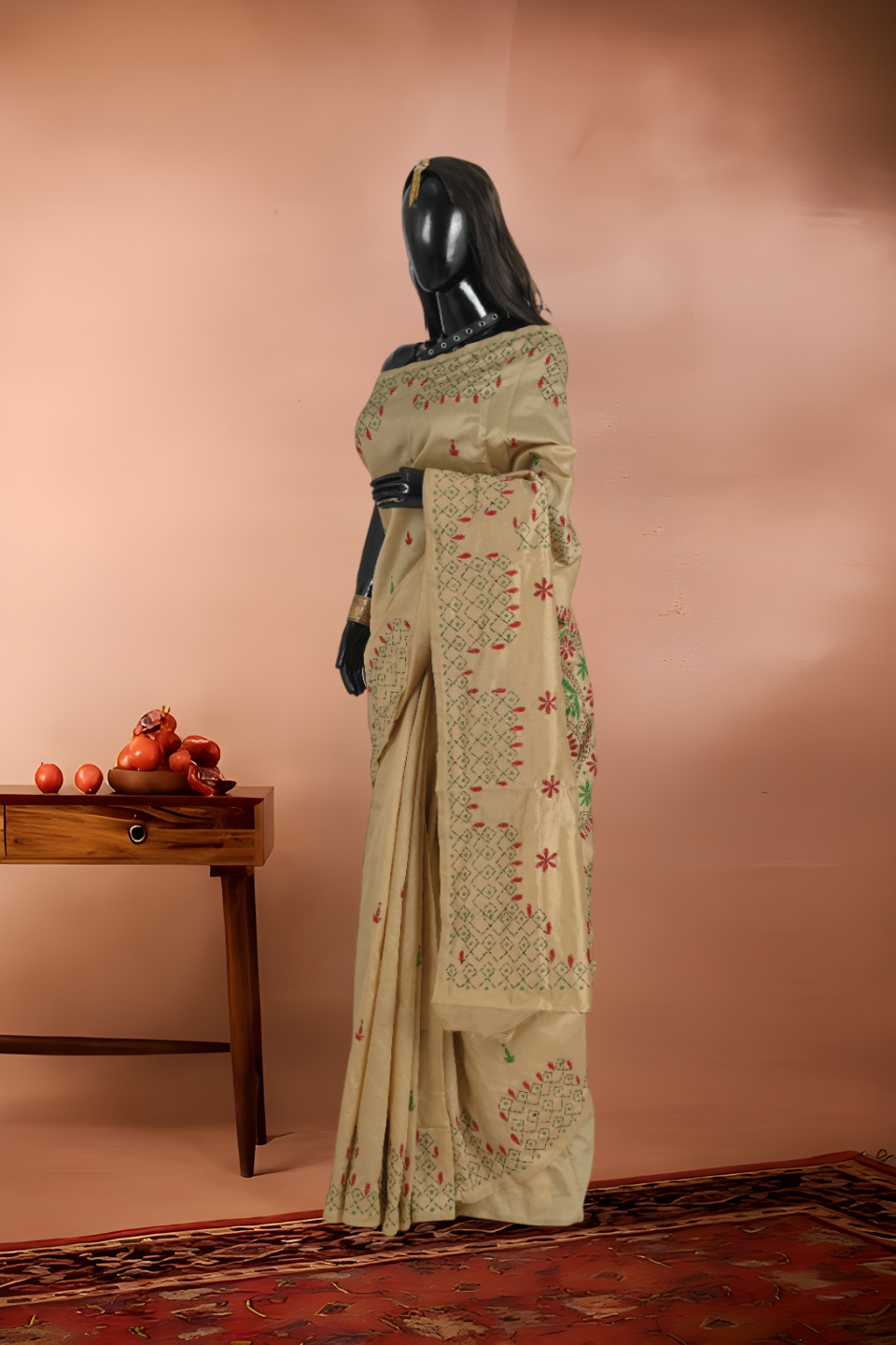 Kantha Stitch Tussar Silk Saree