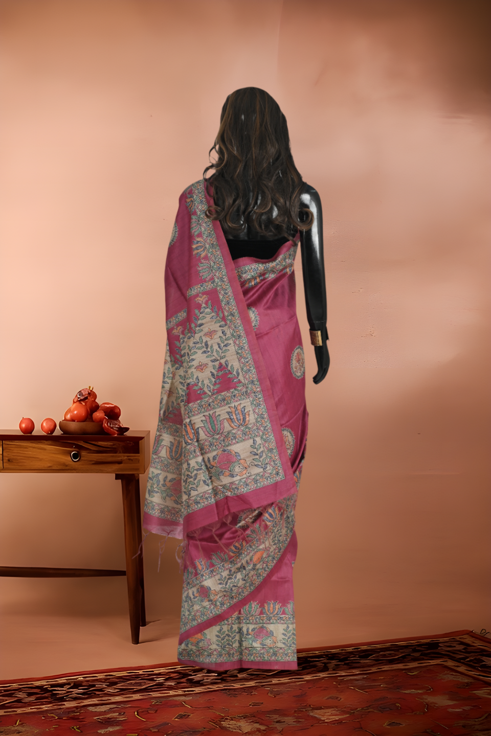 Madubani Print Shantiniketan Silk Saree