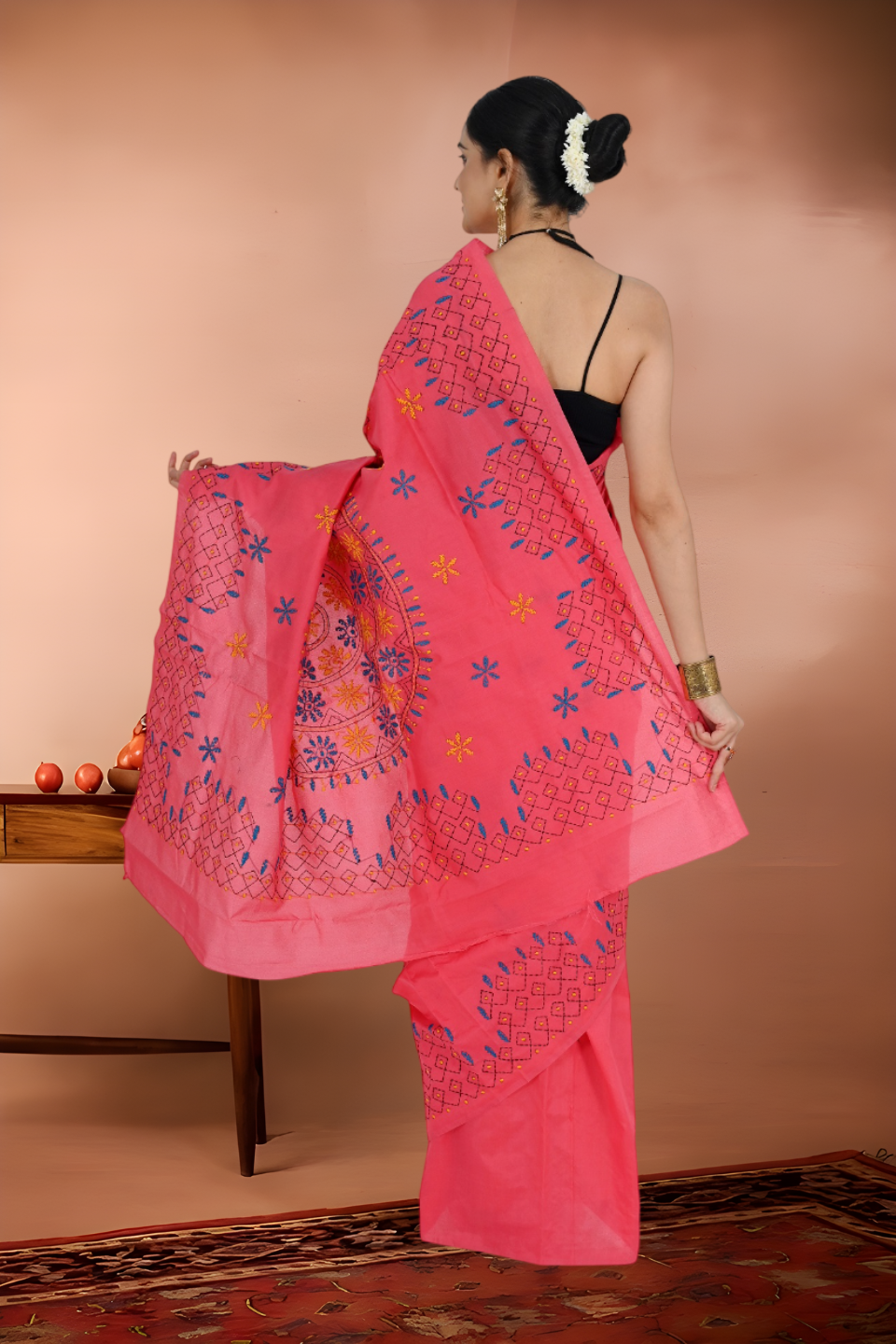Pure Kantha Stitch Tussar Saree