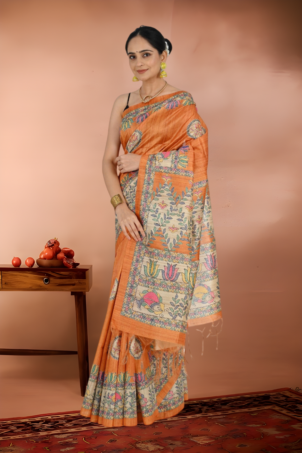 Shantiniketan Pure Silk Madhubani Print Saree