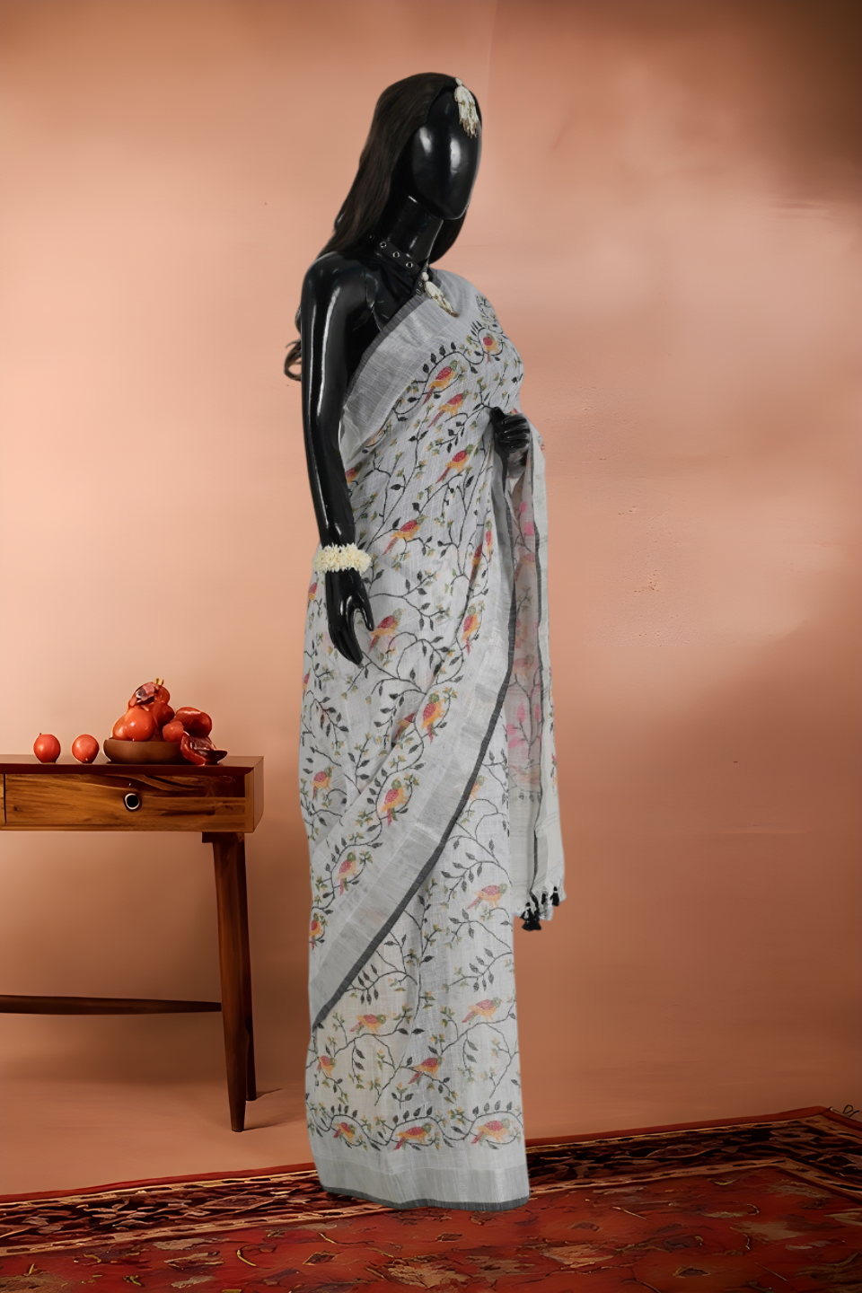 Slub Cotton Print Saree