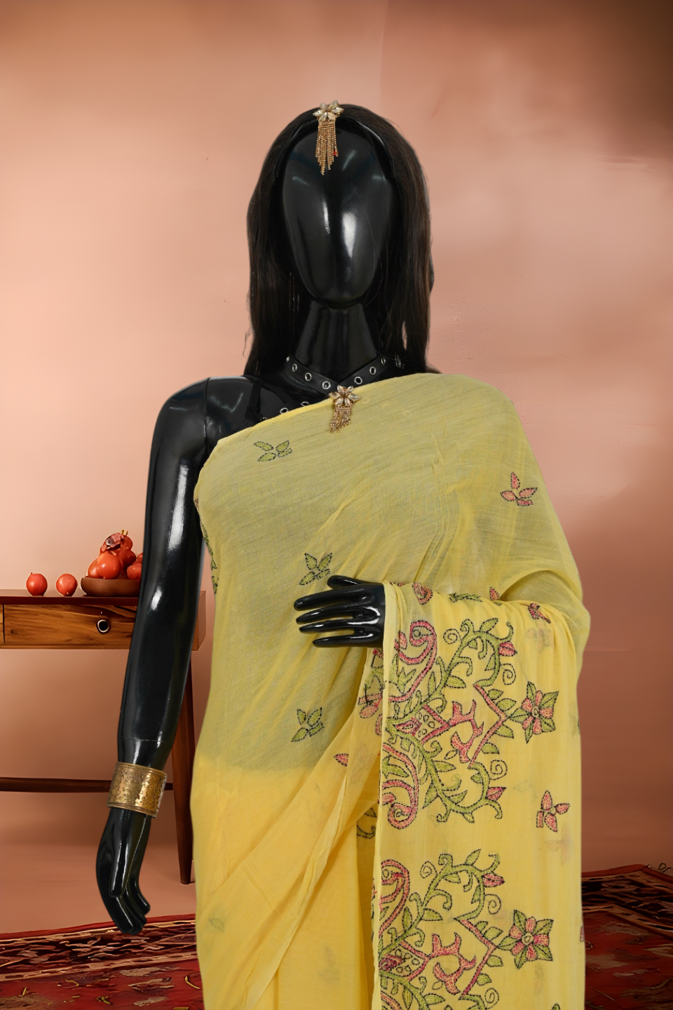 Mull Cotton Pure Kantha Stitch Saree