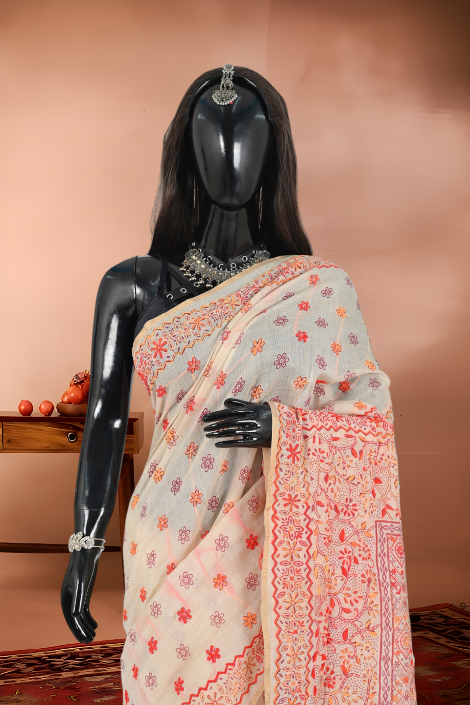 Chanderi Silk Cotton with Kantha Stitch