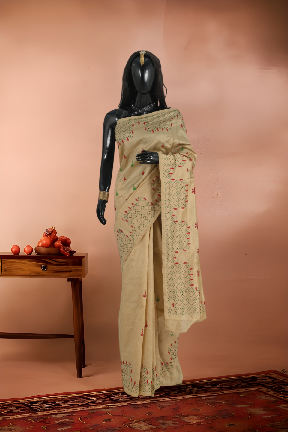 Kantha Stitch Tussar Silk Saree