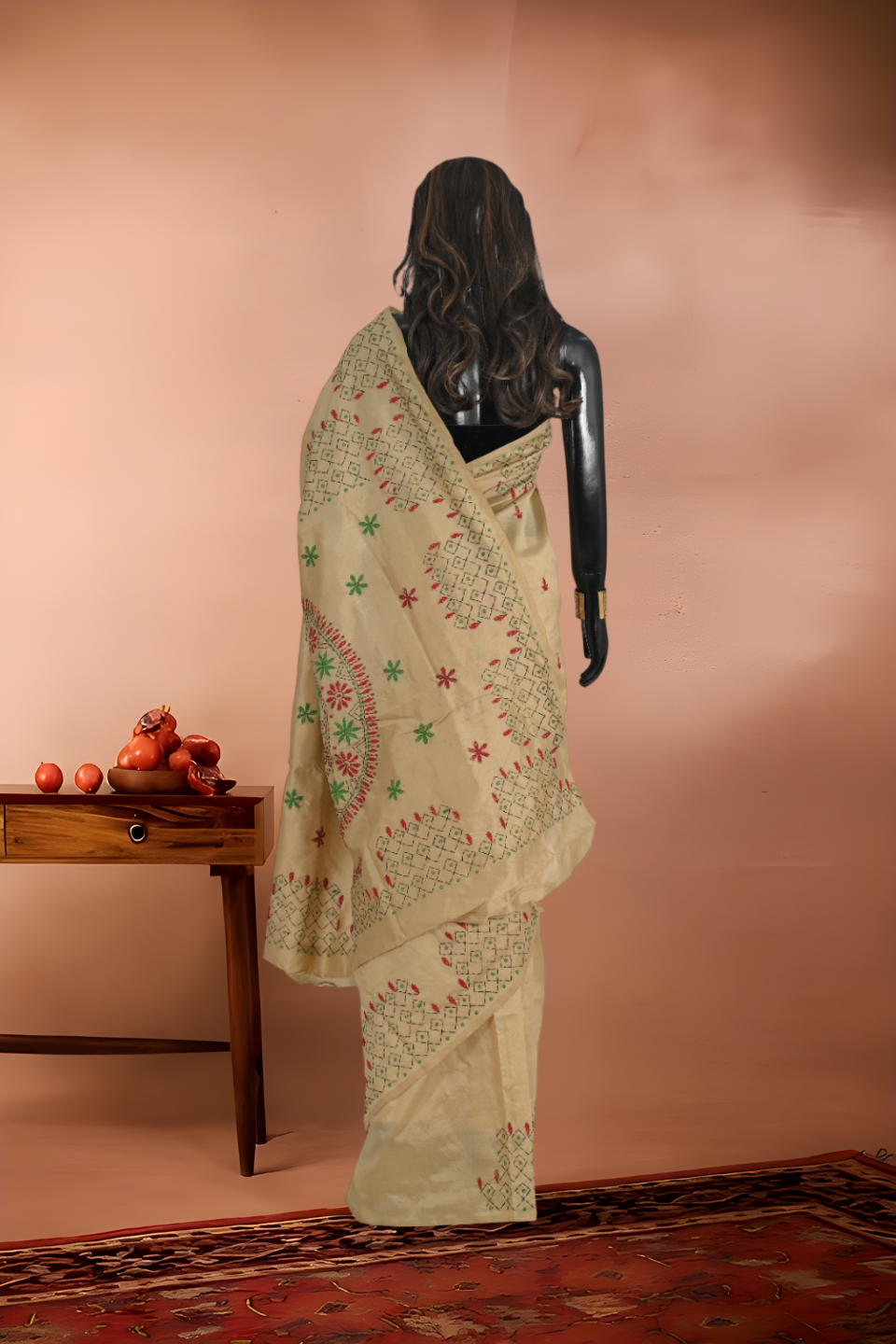 Kantha Stitch Tussar Silk Saree