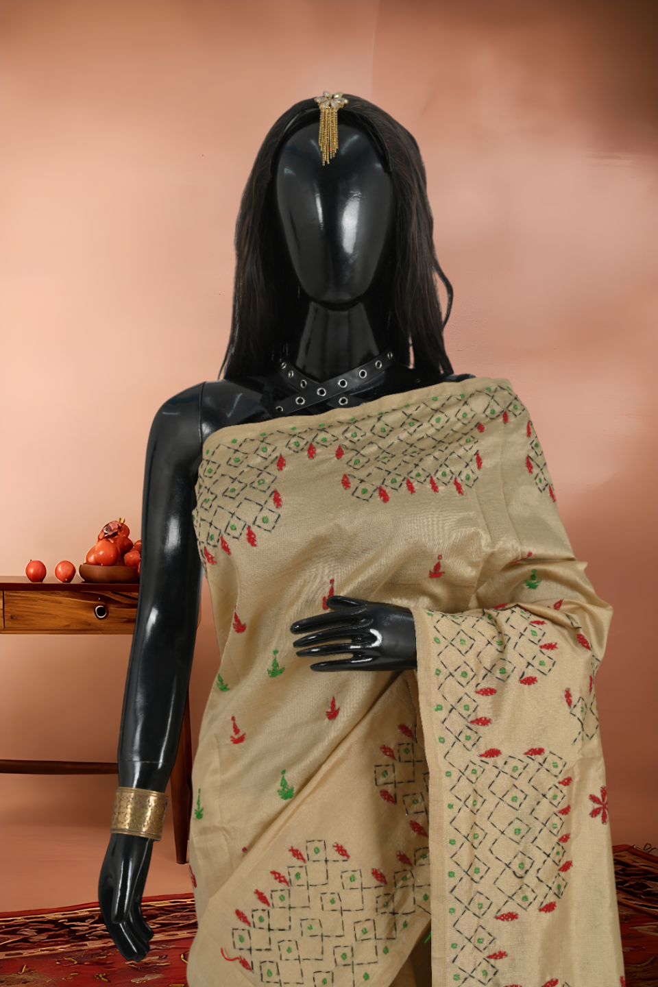 Kantha Stitch Tussar Silk Saree