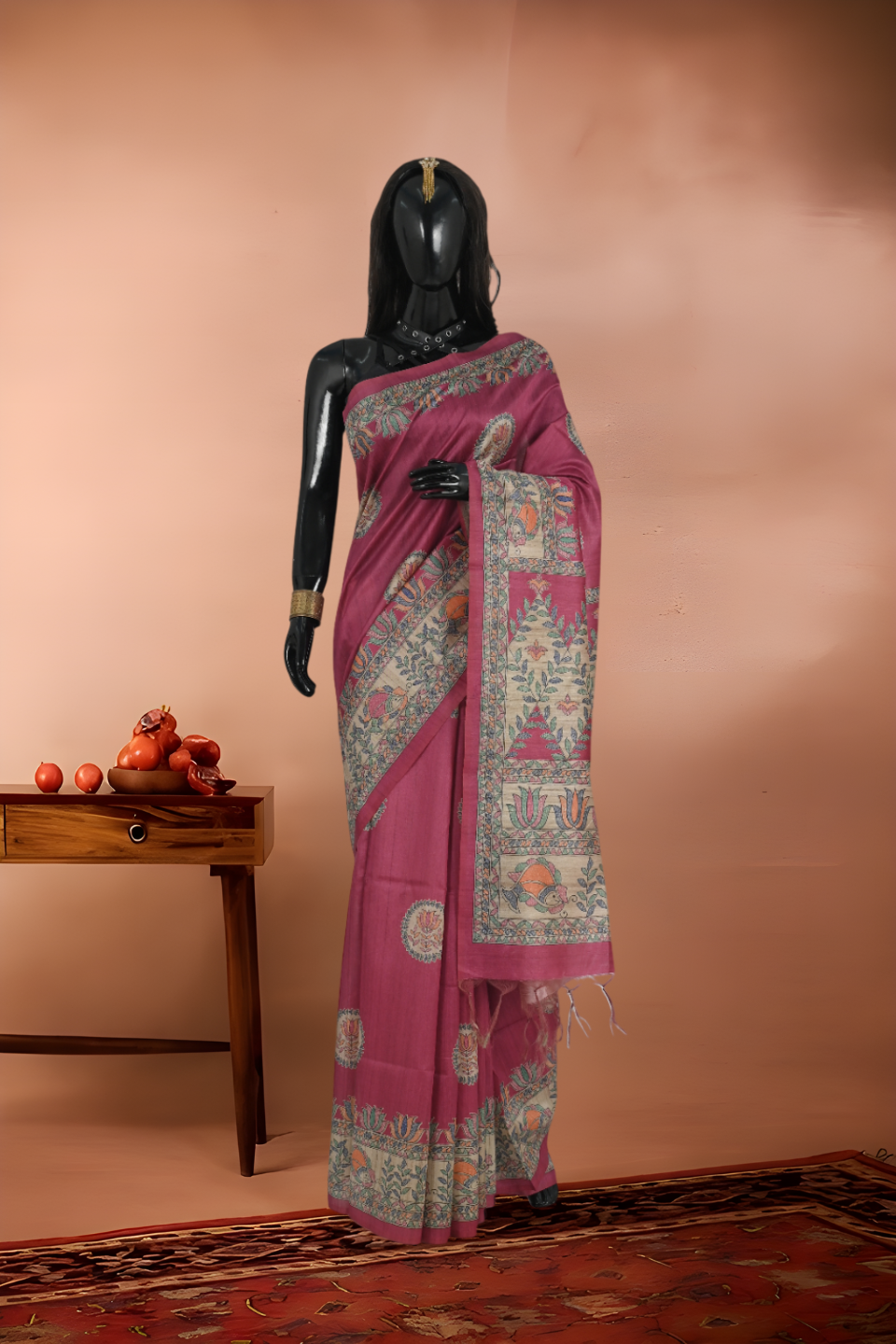 Madubani Print Shantiniketan Silk Saree