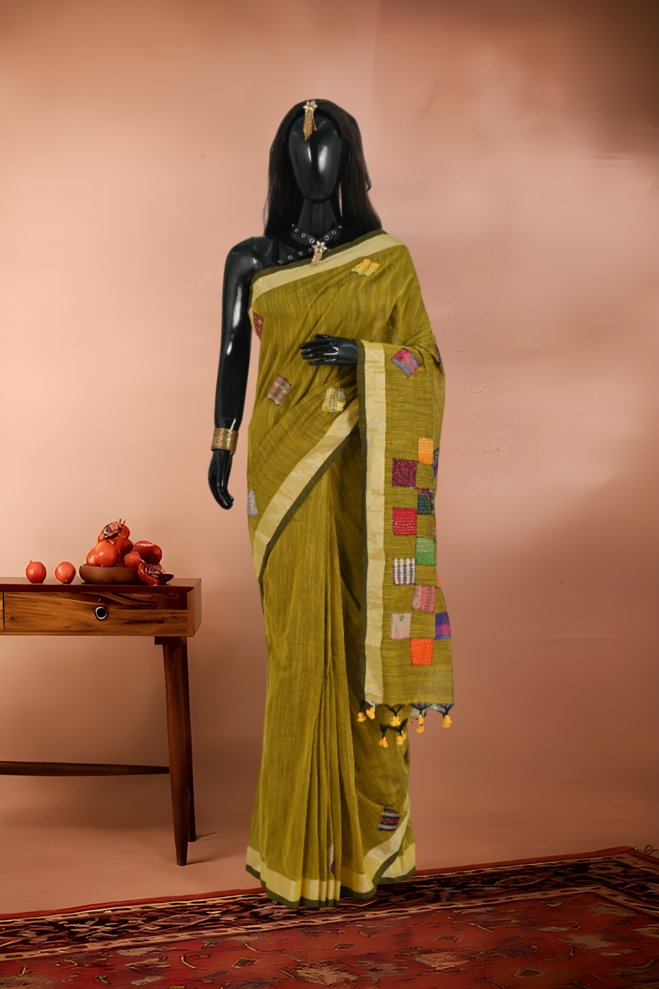 Khadi Cotton Applique Work Saree