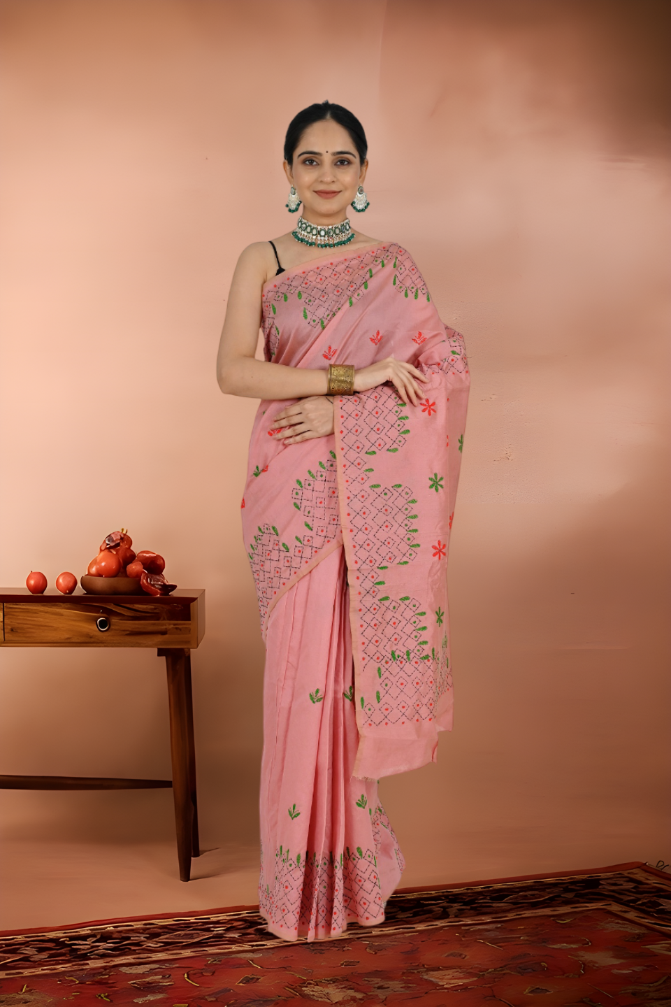 Kantha Stitch Tant Handloom Saree