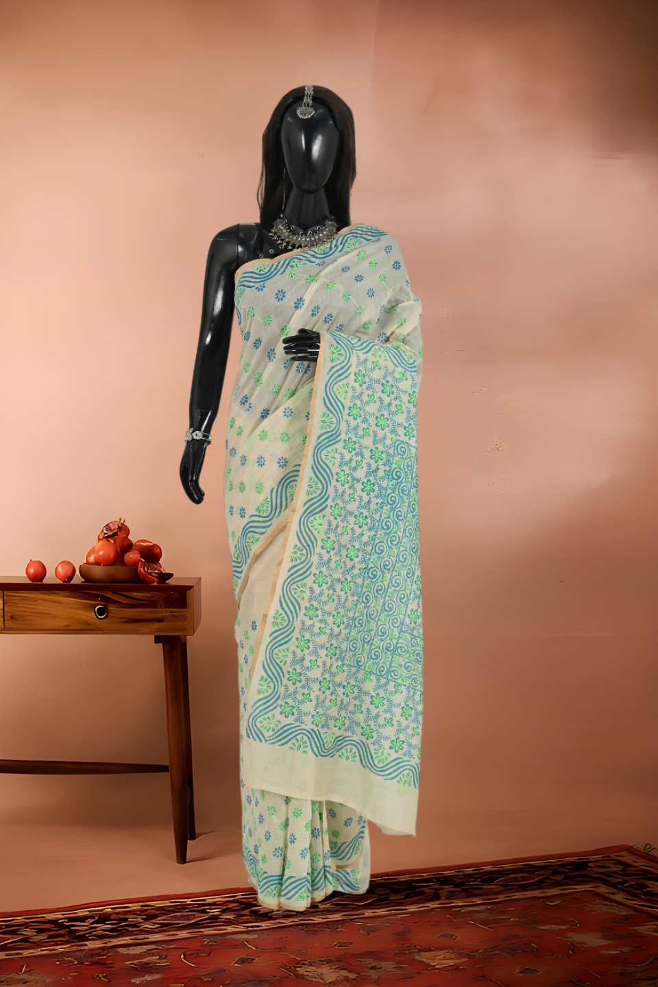 Chanderi Silk Cotton with Kantha Stitch