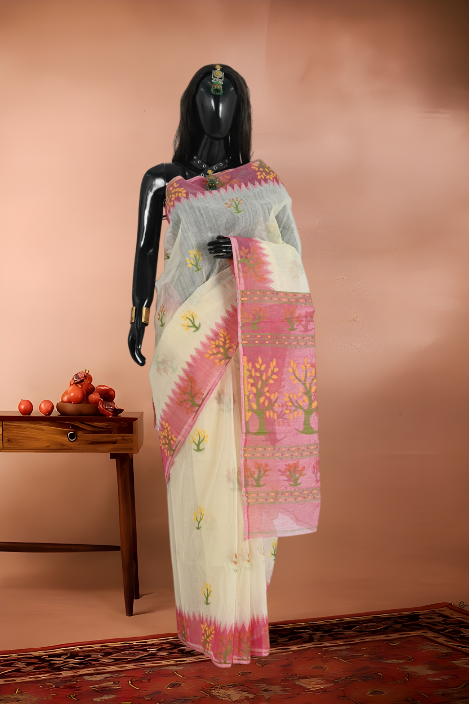 Semi Soft Dhakai Pure Jamdani Reshum Cotton Saree Separate Blouse Piece