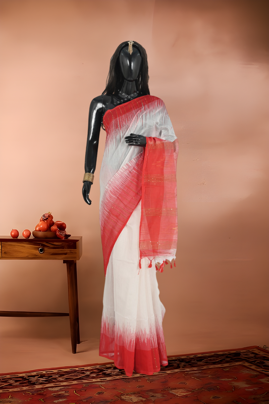 Pure Handloom Resham Cotton Saree with Sequins Work