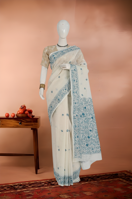 Kantha Stitch Pure Cotton Saree