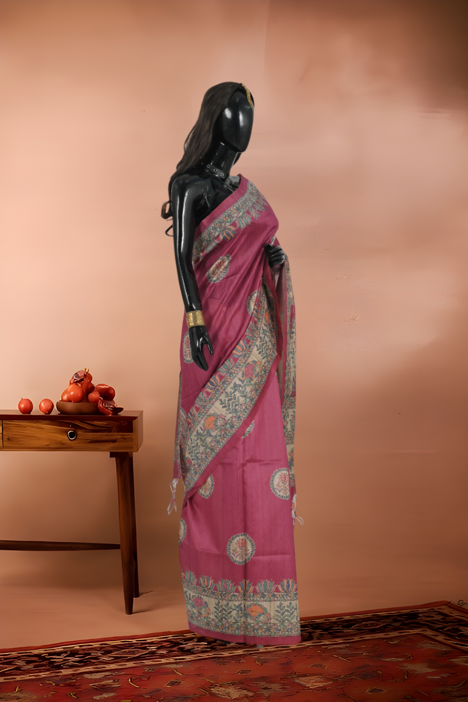 Madubani Print Shantiniketan Silk Saree