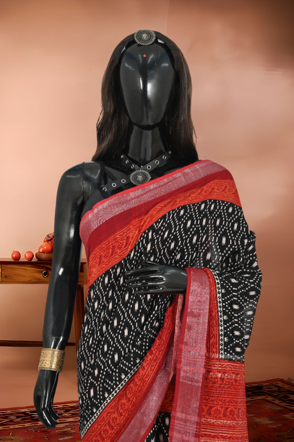Pure Linen Ikat Print Saree