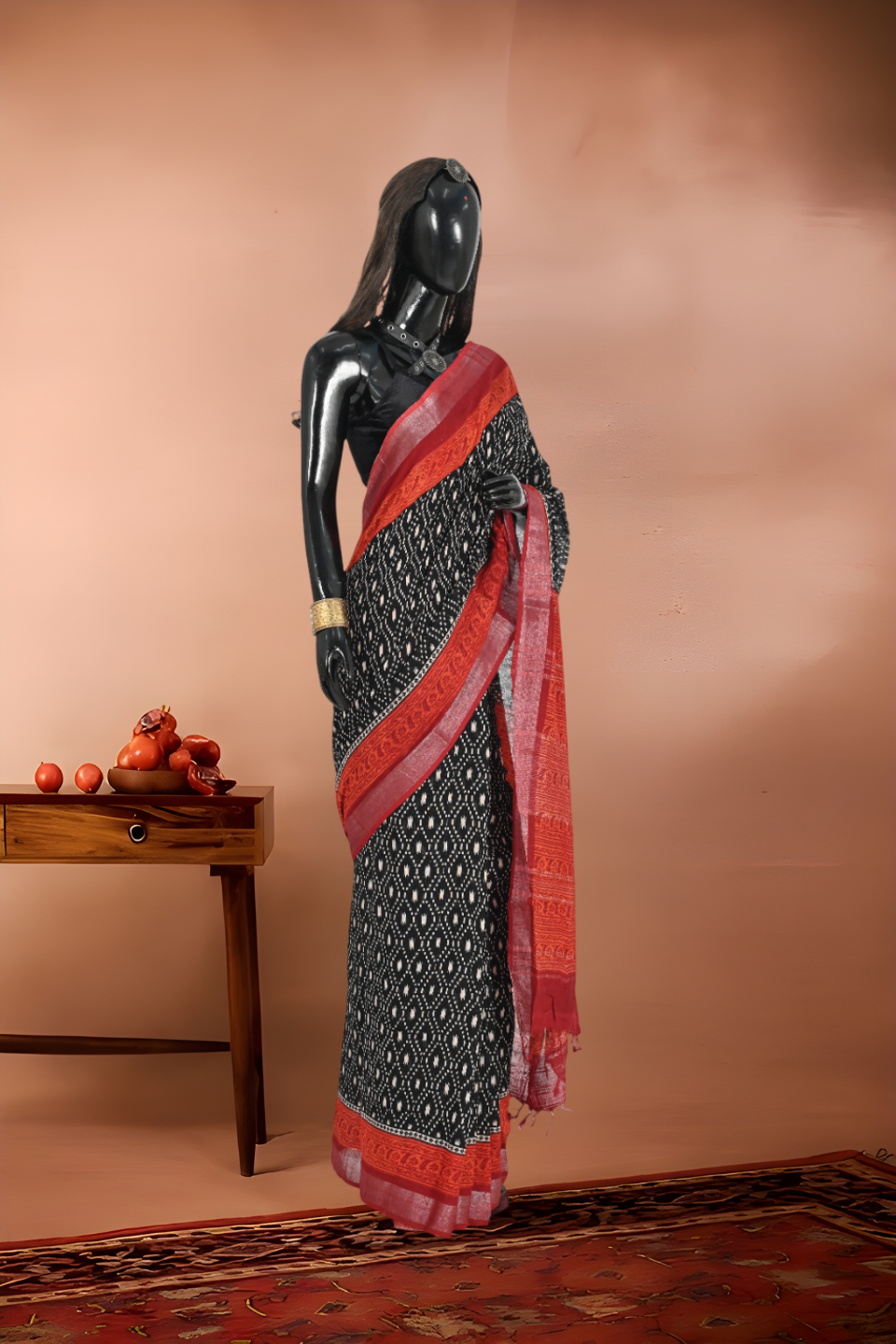 Pure Linen Ikat Print Saree