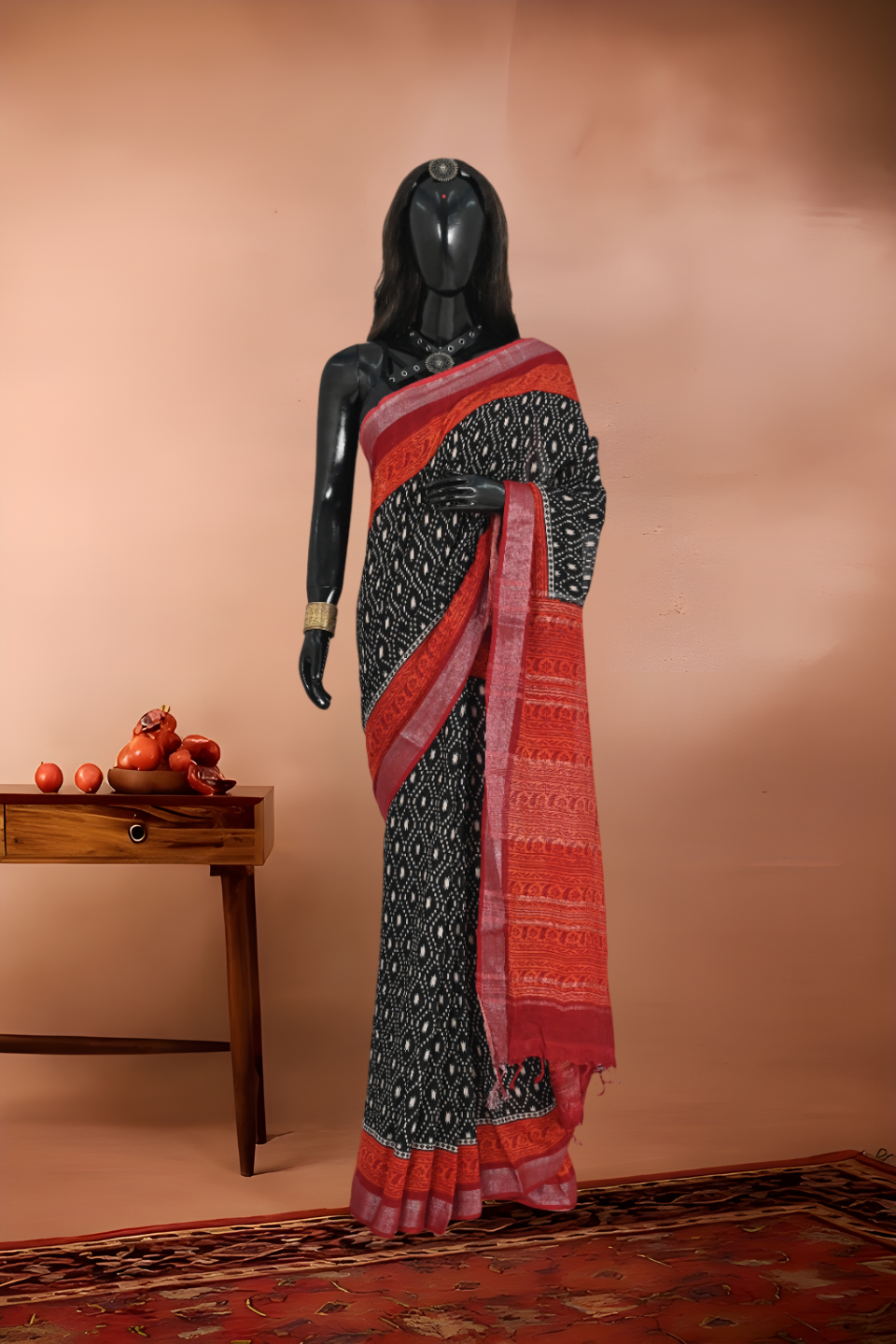Pure Linen Ikat Print Saree