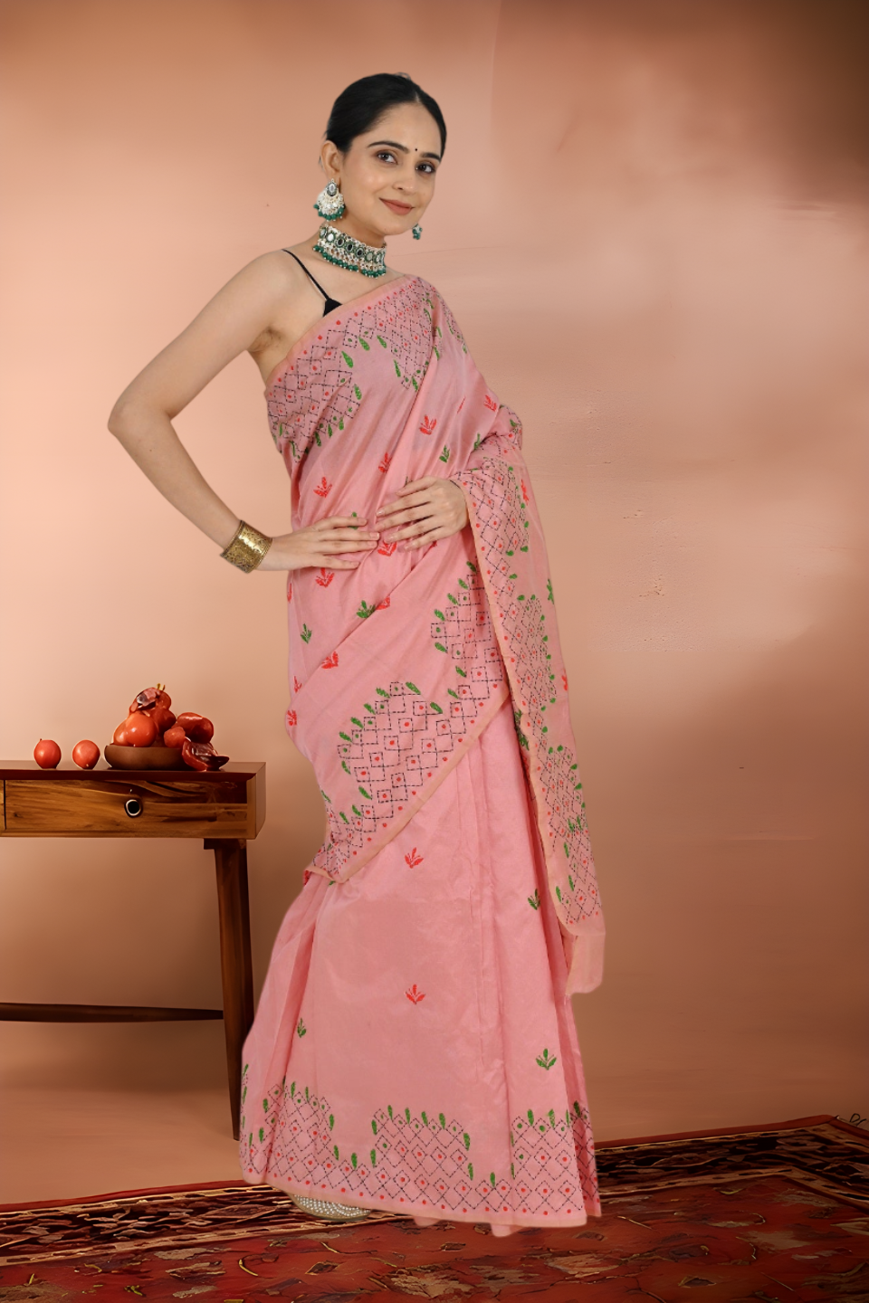 Kantha Stitch Tant Handloom Saree