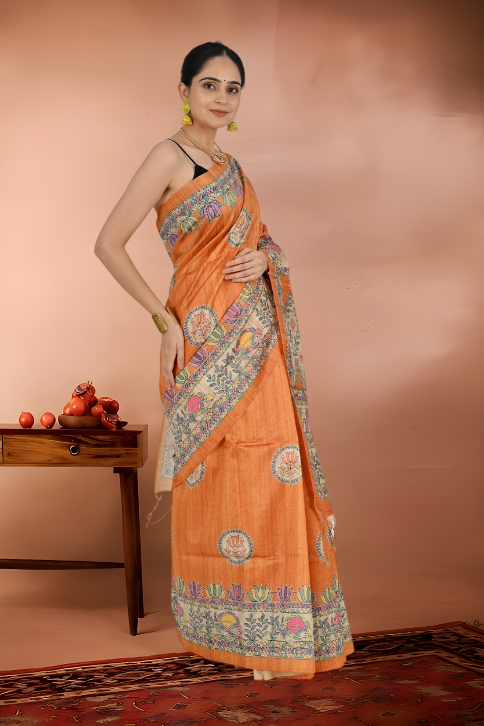 Shantiniketan Pure Silk Madhubani Print Saree