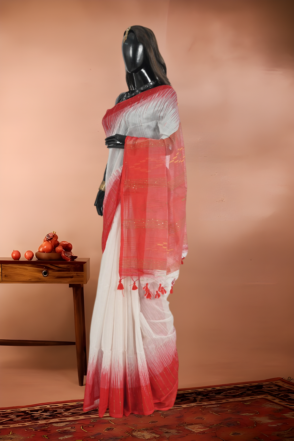 Pure Handloom Resham Cotton Saree with Sequins Work