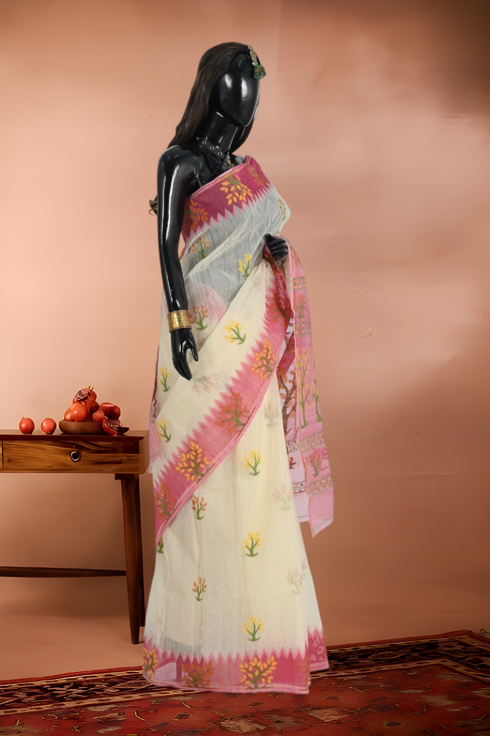 Semi Soft Dhakai Pure Jamdani Reshum Cotton Saree Separate Blouse Piece