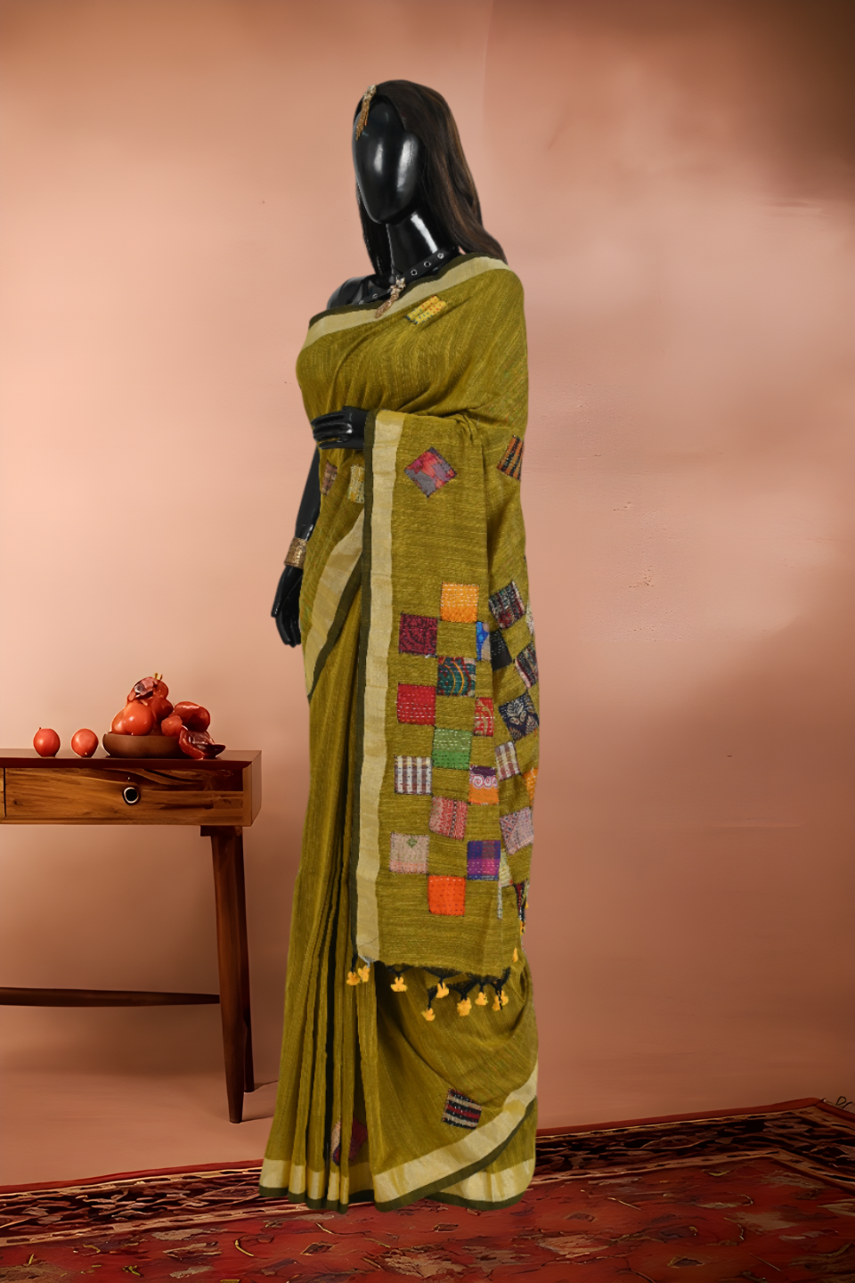 Khadi Cotton Applique Work Saree