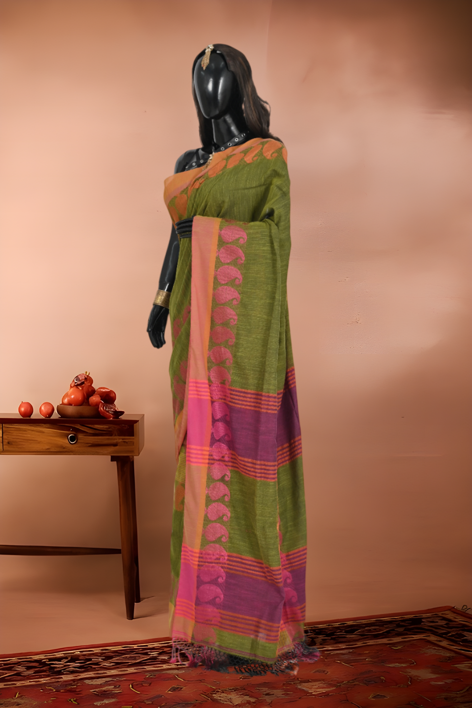 Pure Khadi Cotton Kolka Border Saree