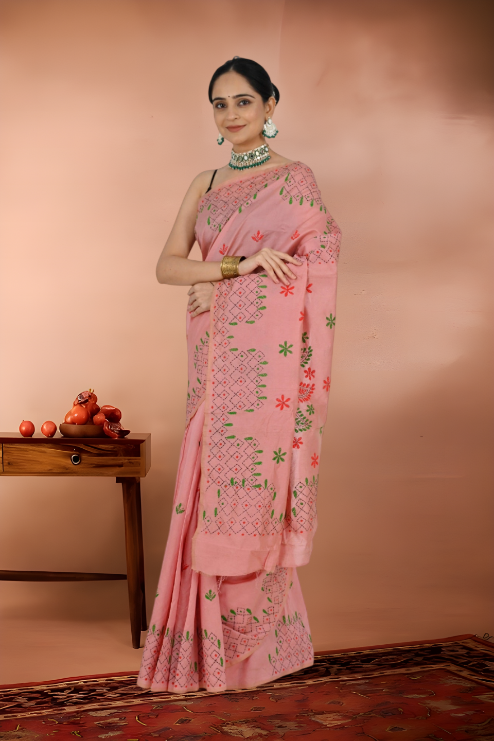 Kantha Stitch Tant Handloom Saree