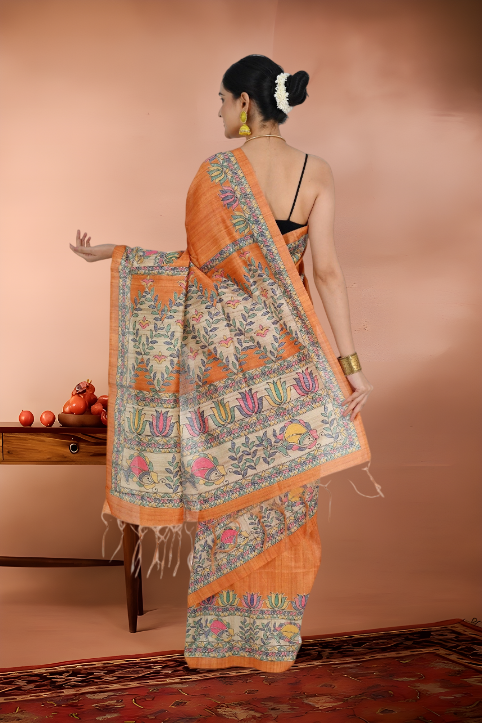 Shantiniketan Pure Silk Madhubani Print Saree