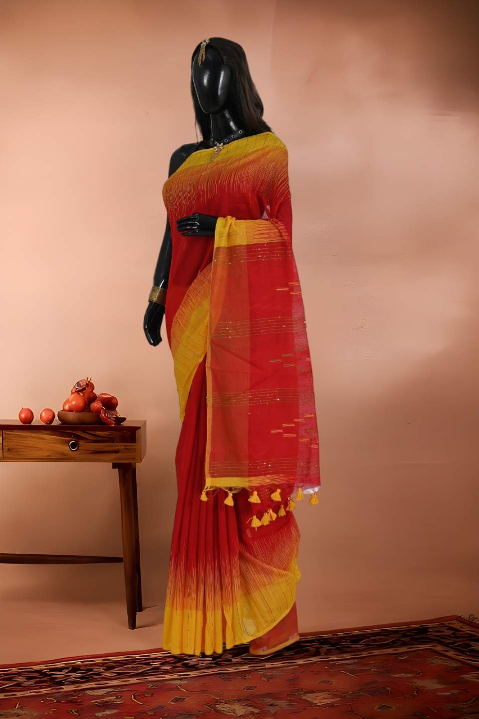 Handloom Resham Cotton Sequins Work Saree