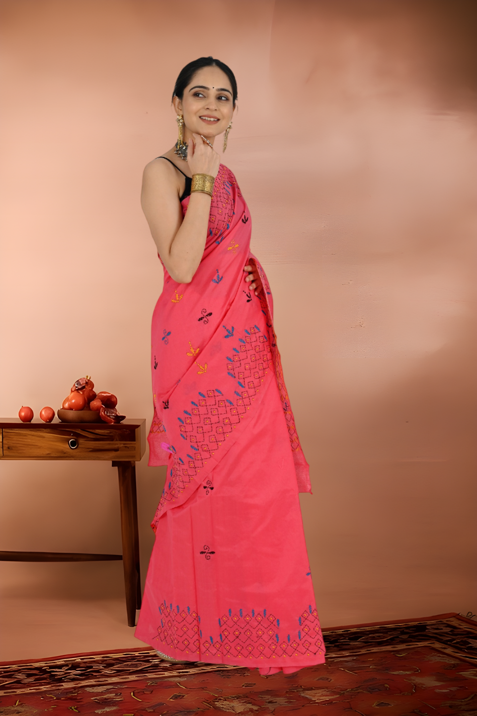 Pure Kantha Stitch Tussar Saree