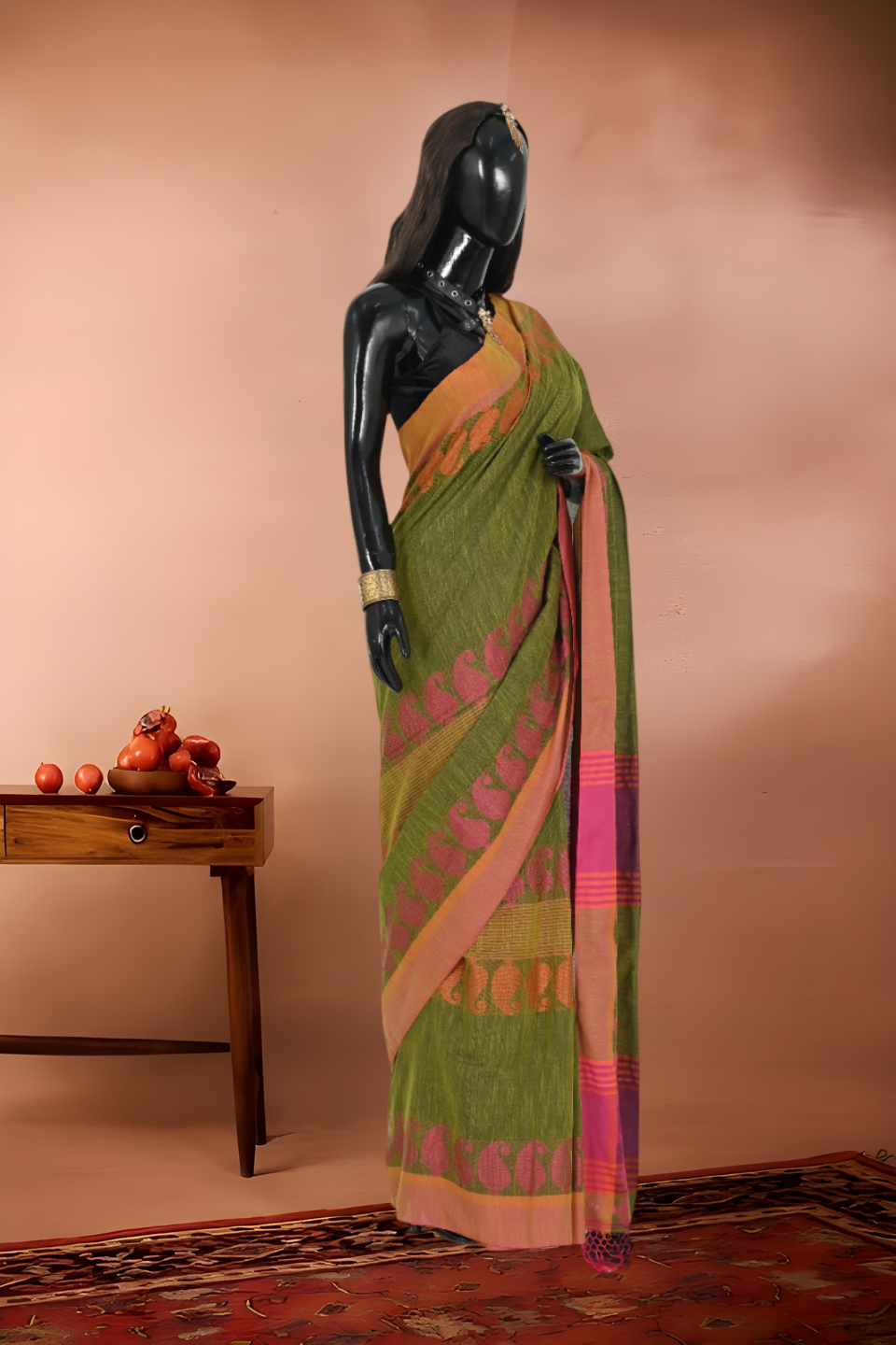 Pure Khadi Cotton Kolka Border Saree