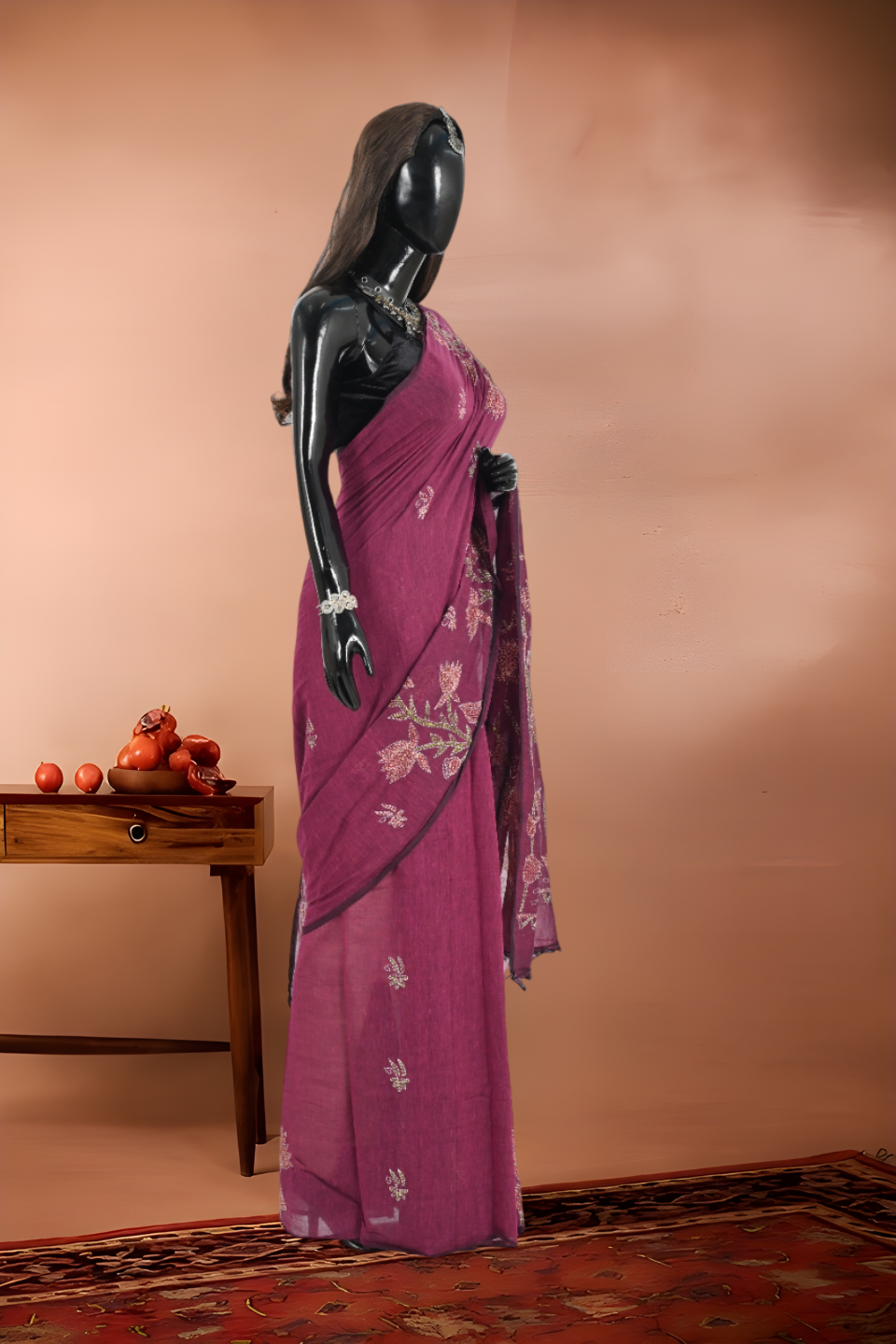 Mull Cotton Pure Kantha Stitch Saree