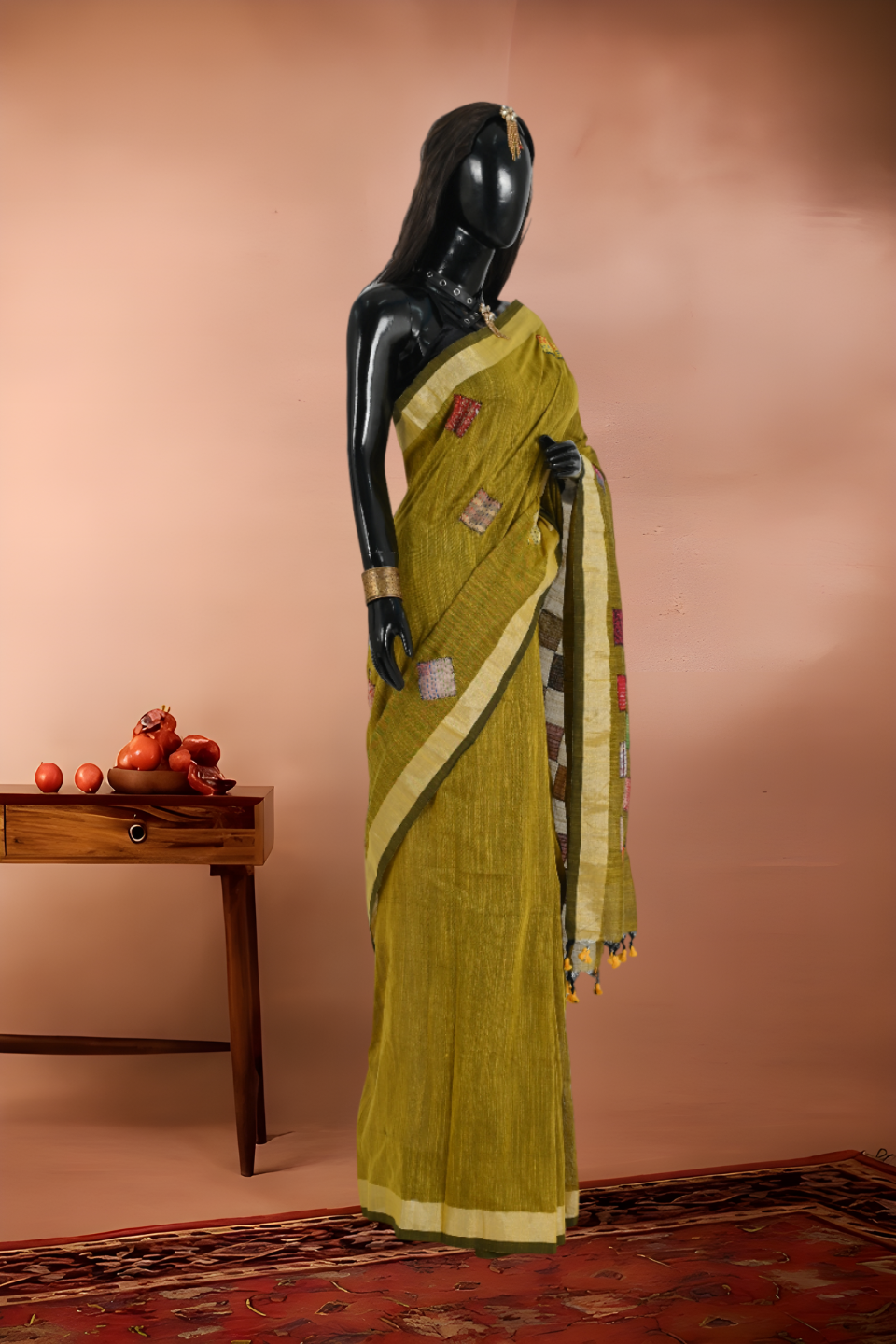 Khadi Cotton Applique Work Saree