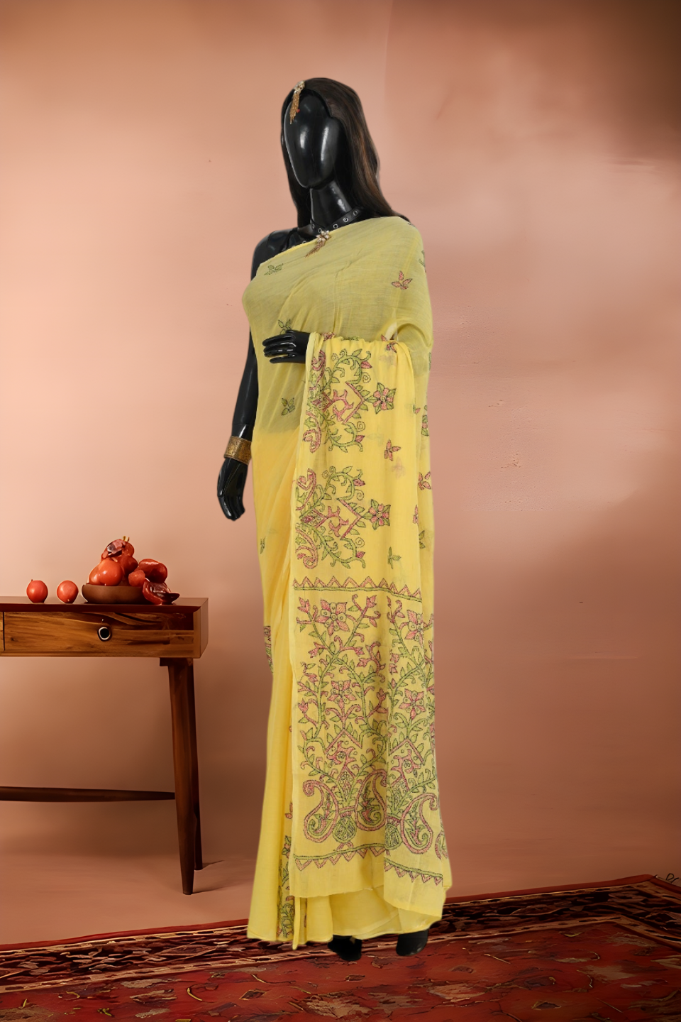 Mull Cotton Pure Kantha Stitch Saree