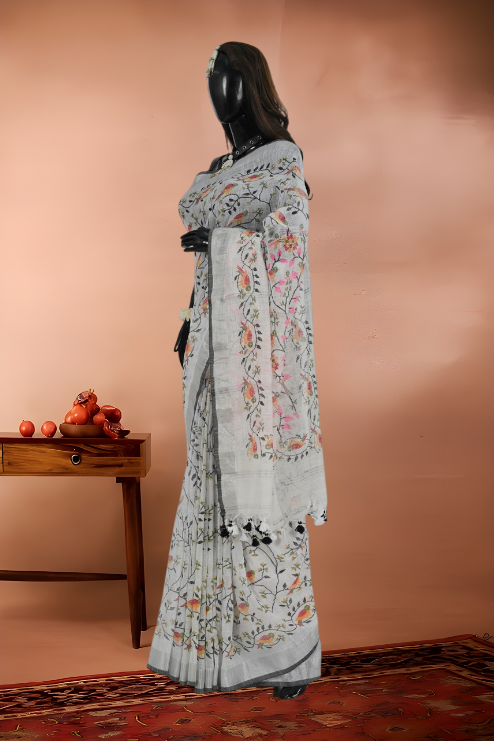 Slub Cotton Print Saree