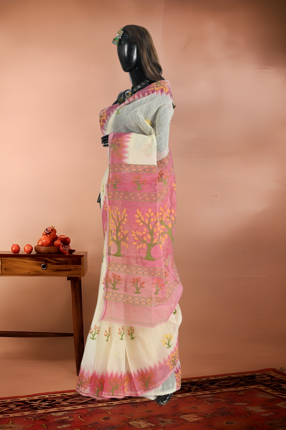 Semi Soft Dhakai Pure Jamdani Reshum Cotton Saree Separate Blouse Piece