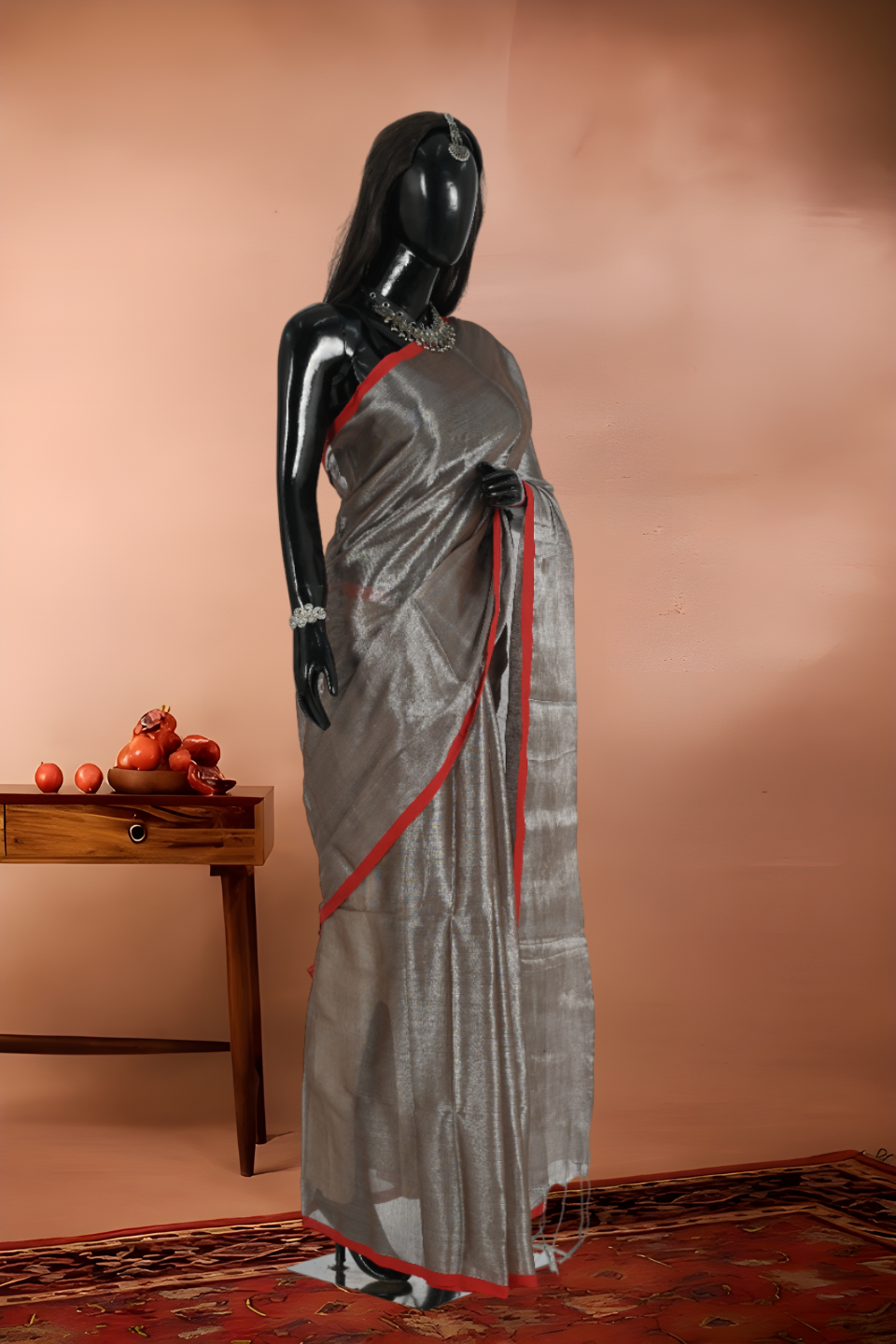 Raga Tissue Single Tone Saree