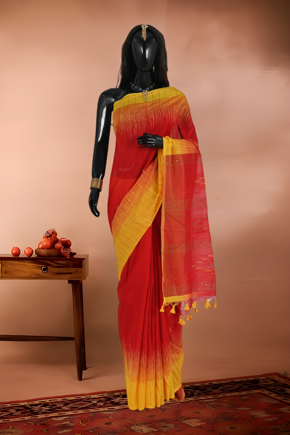 Handloom Resham Cotton Sequins Work Saree