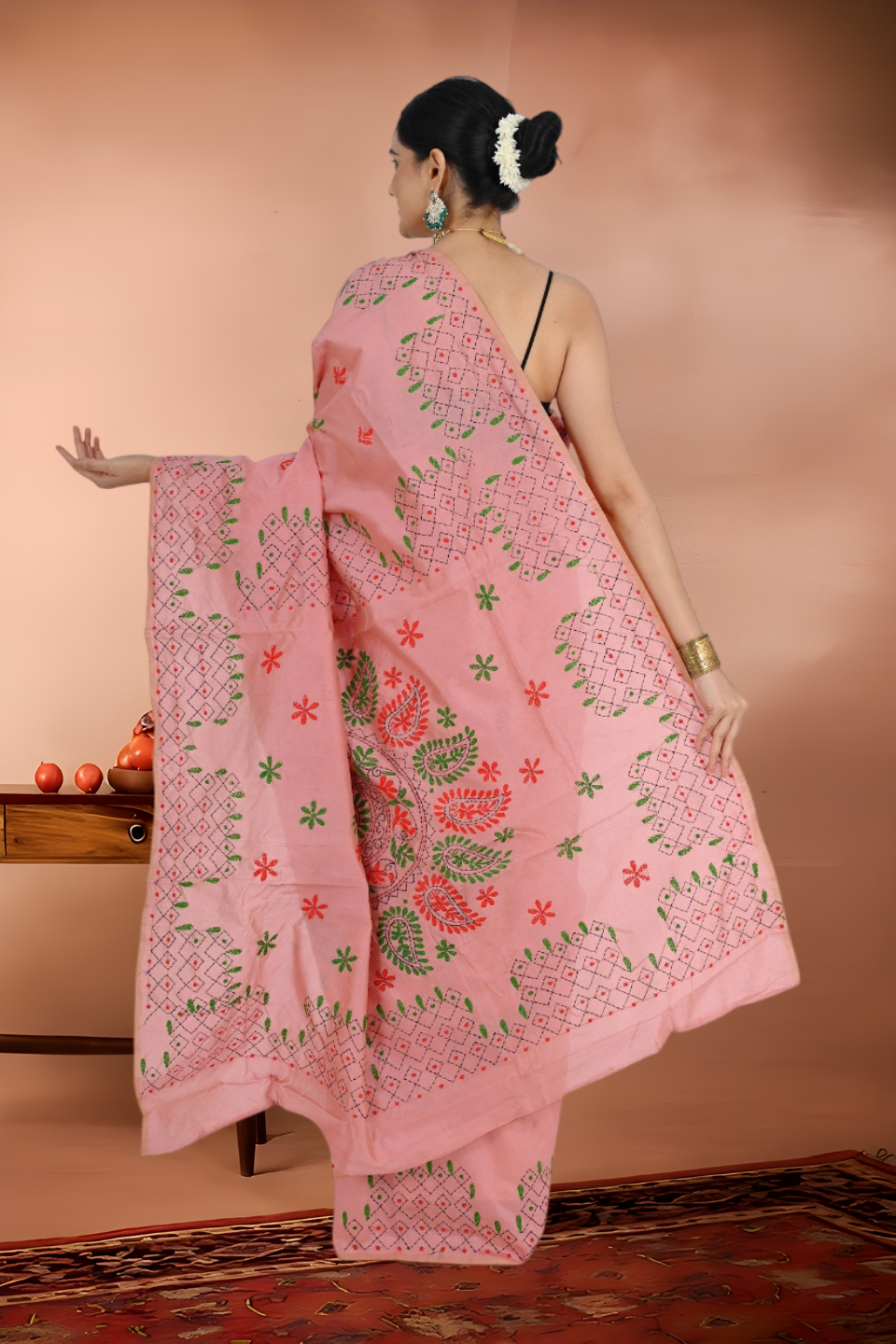 Kantha Stitch Tant Handloom Saree
