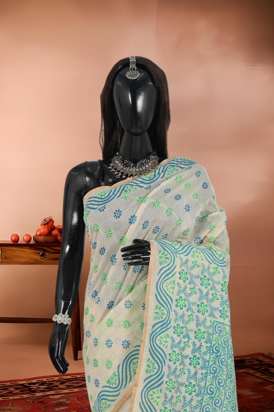 Chanderi Silk Cotton with Kantha Stitch