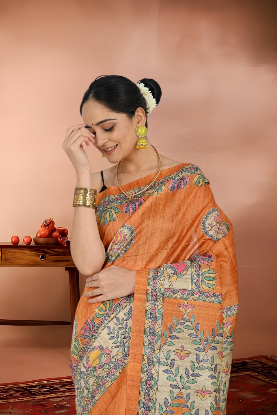 Shantiniketan Pure Silk Madhubani Print Saree