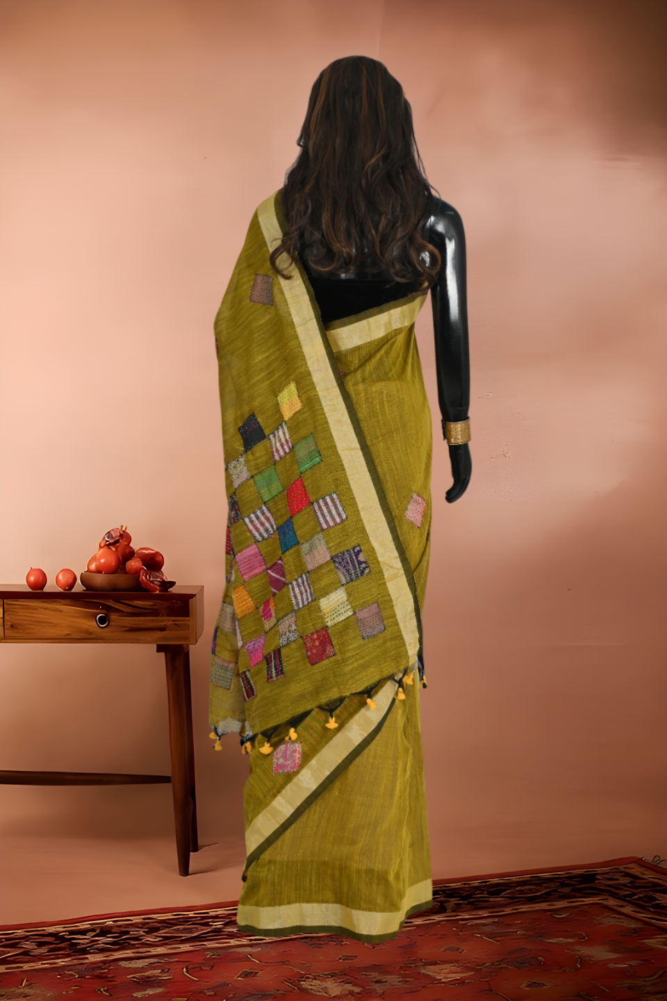 Khadi Cotton Applique Work Saree