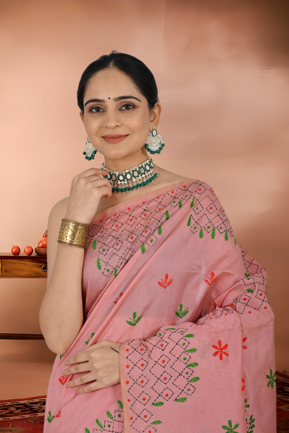 Kantha Stitch Tant Handloom Saree