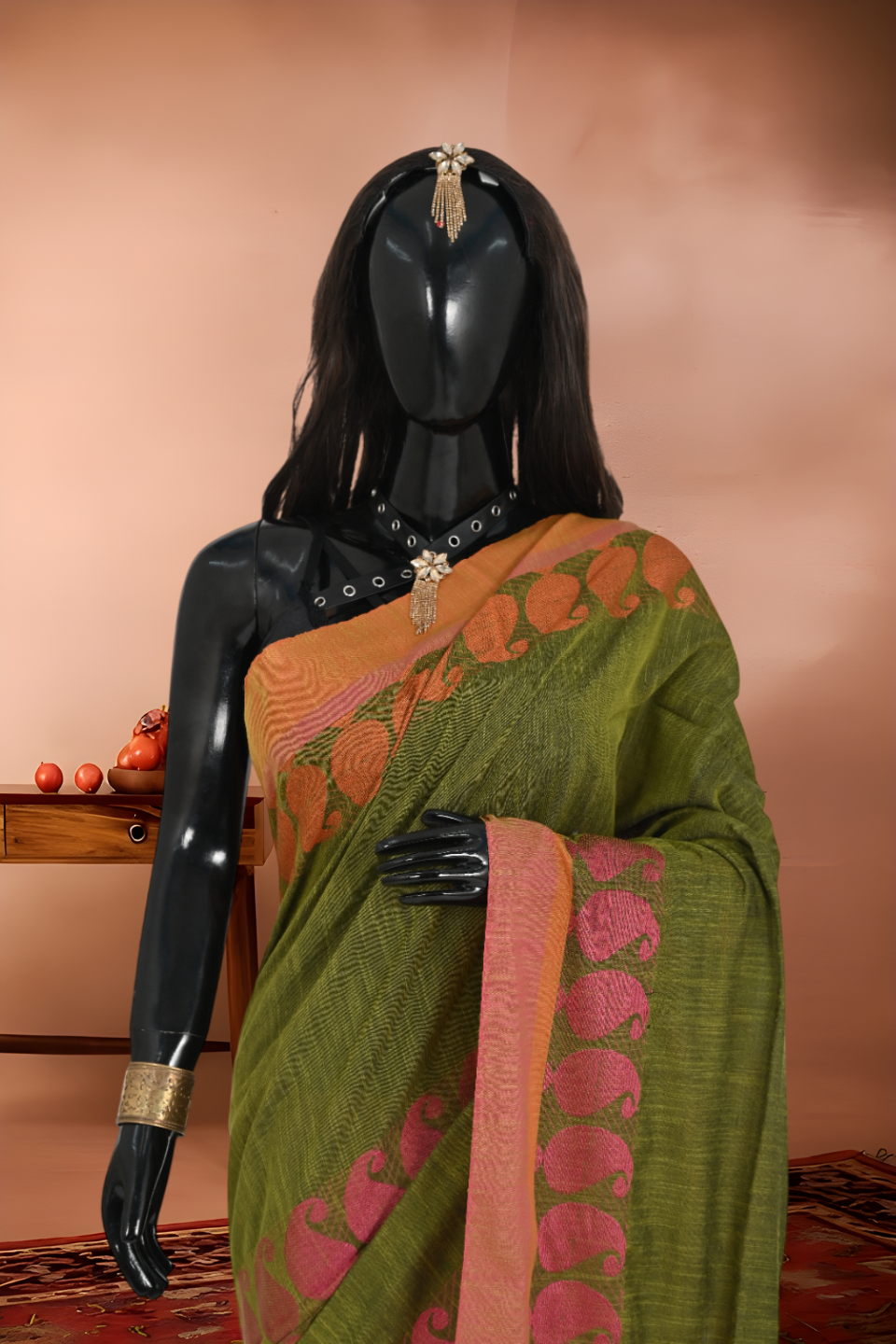 Pure Khadi Cotton Kolka Border Saree