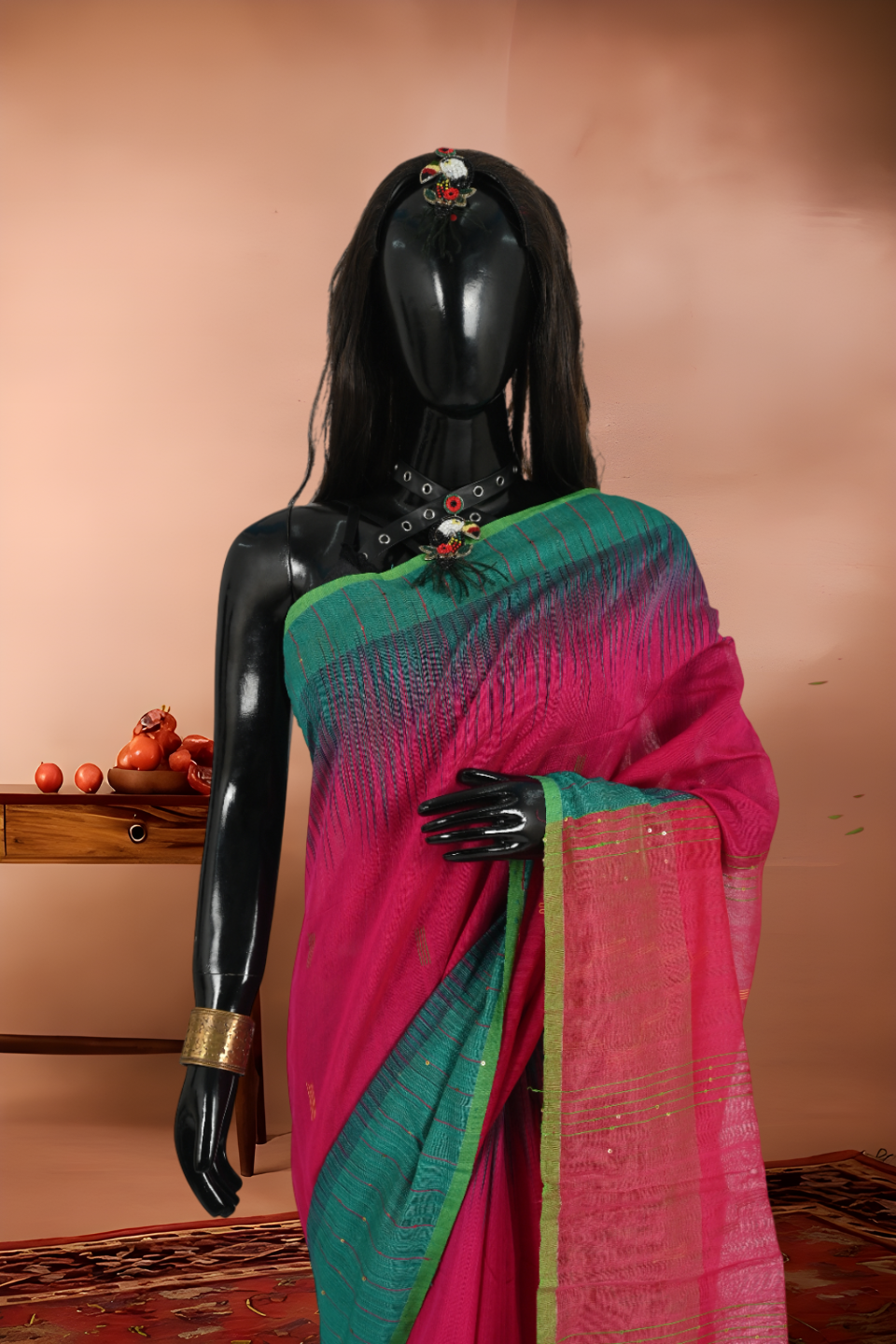 Handloon Resham Cotton with Sequins Work