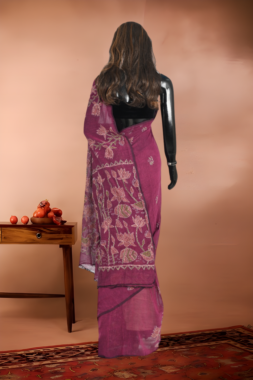 Mull Cotton Pure Kantha Stitch Saree