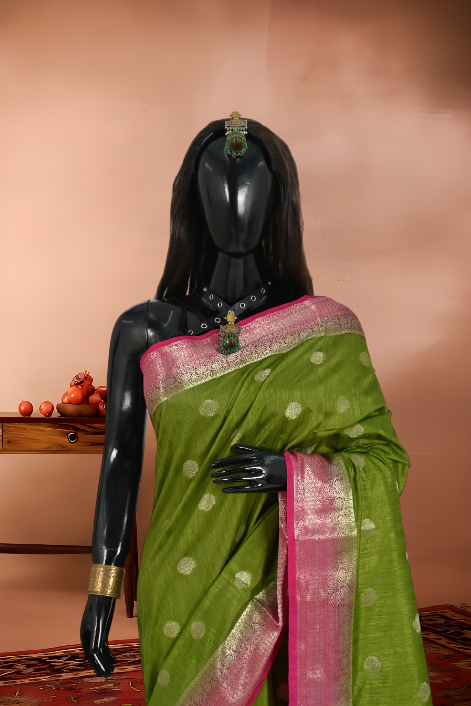 Matka Booti Work Silk Saree