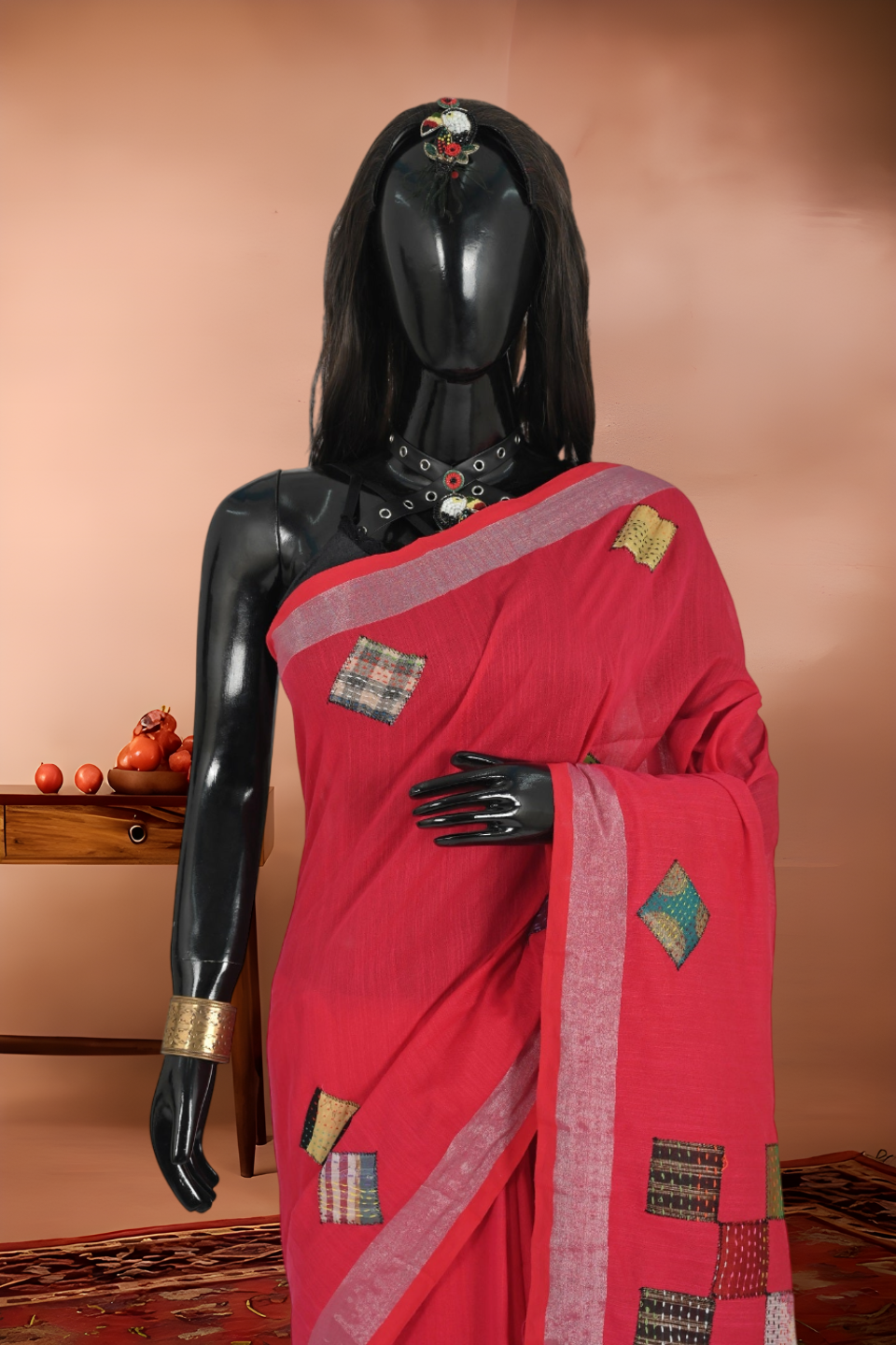 Khadi Cotton Applique Work Saree
