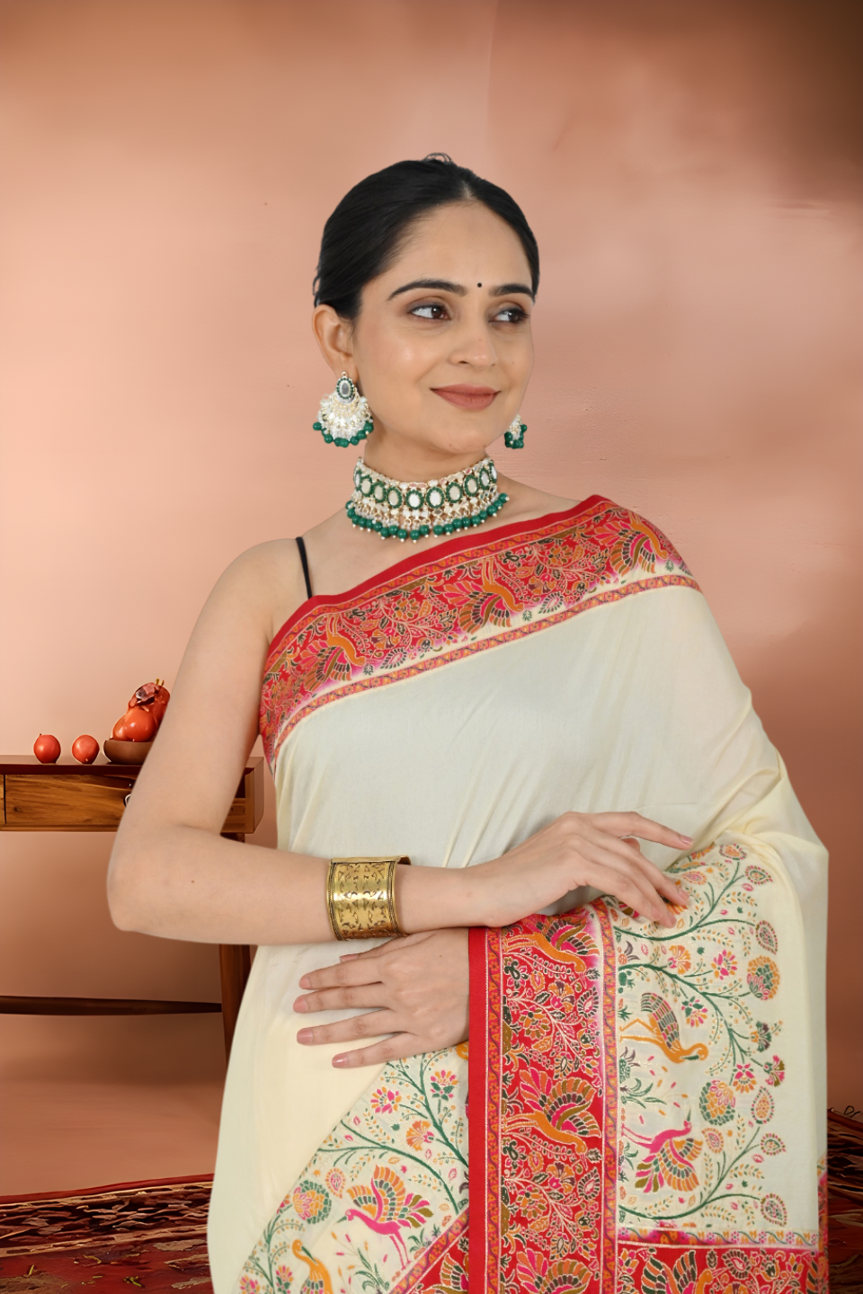 Pashmina Baluchari Silk Saree from Shantiniketan